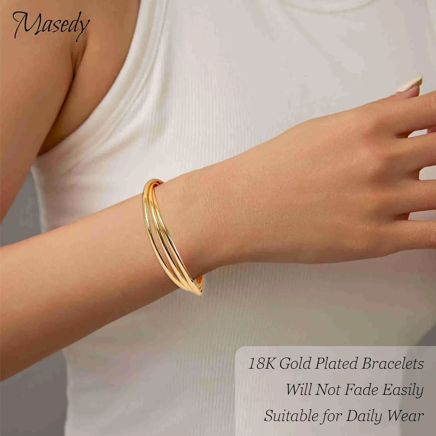 18K Gold Plated Cuff Bracelets for Women Adjustable Open Bangle Bracelet Gold Minimalist Teardrop Irregular Hollow Multi-Layer Wrist Cuff Bracelet Trendy Jewelry