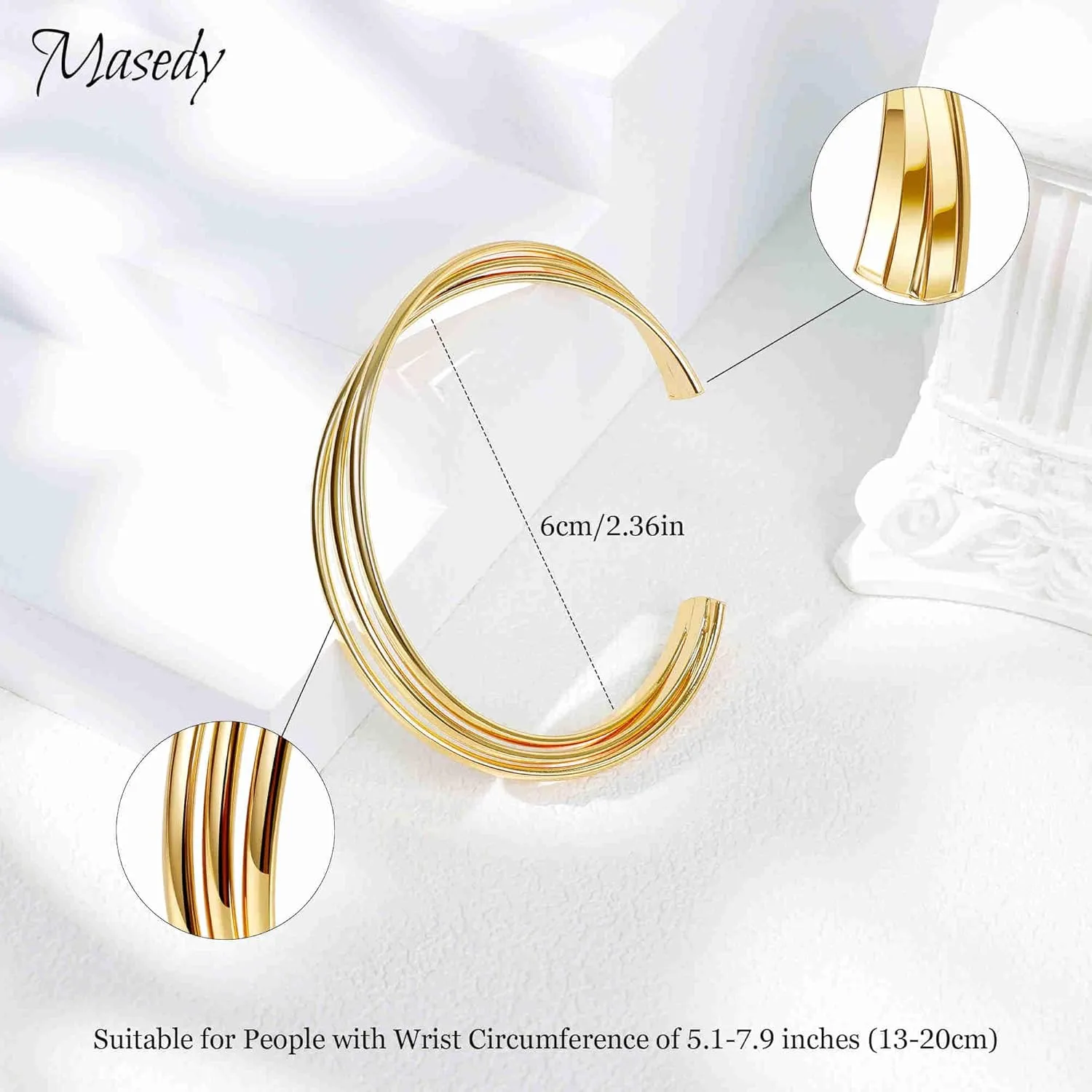 18K Gold Plated Cuff Bracelets for Women Adjustable Open Bangle Bracelet Gold Minimalist Teardrop Irregular Hollow Multi-Layer Wrist Cuff Bracelet Trendy Jewelry