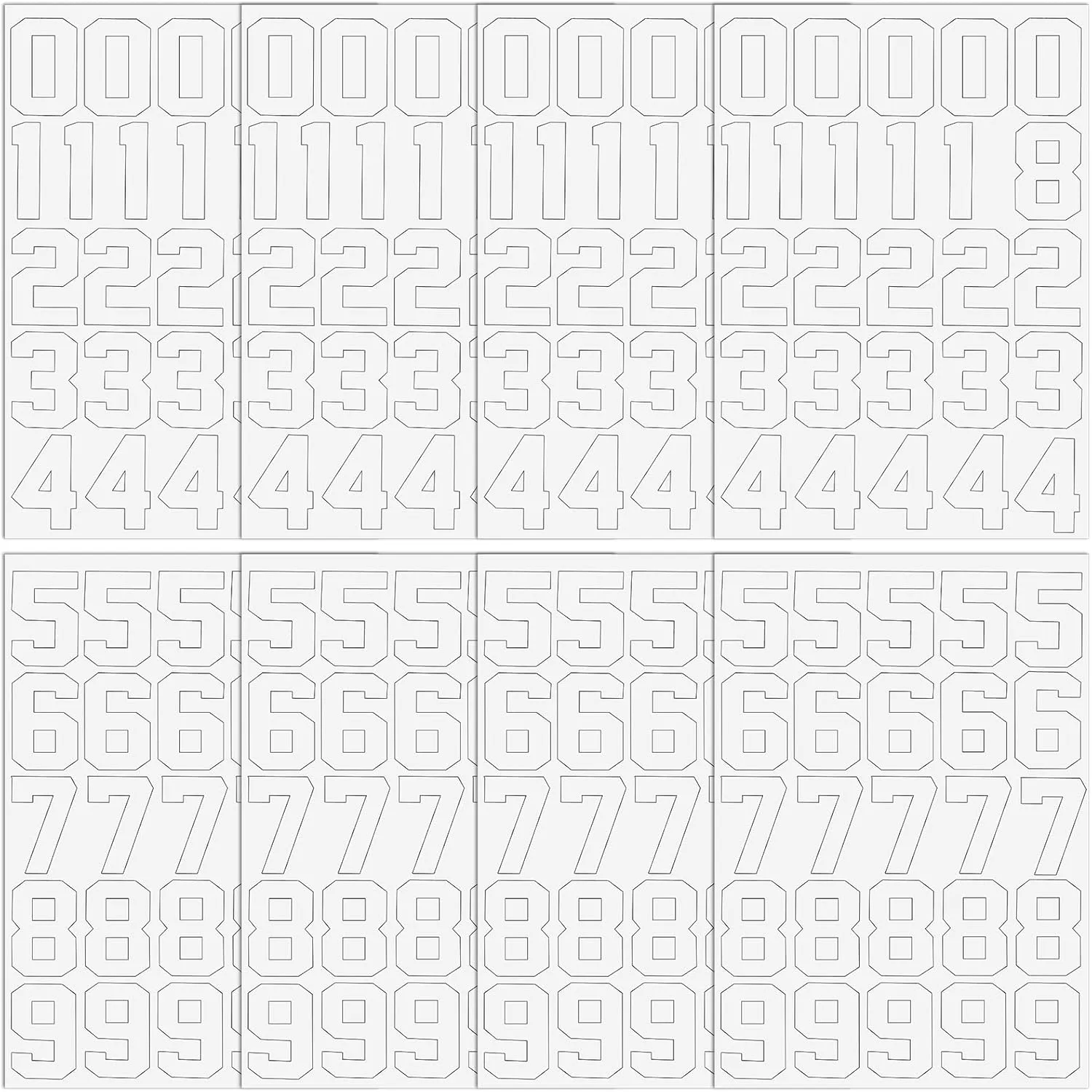 204 Piece Helmet Numbers & Stickers, 1.25 Inch Vinyl Decals for Football, Baseball, Hockey, Lacrosse