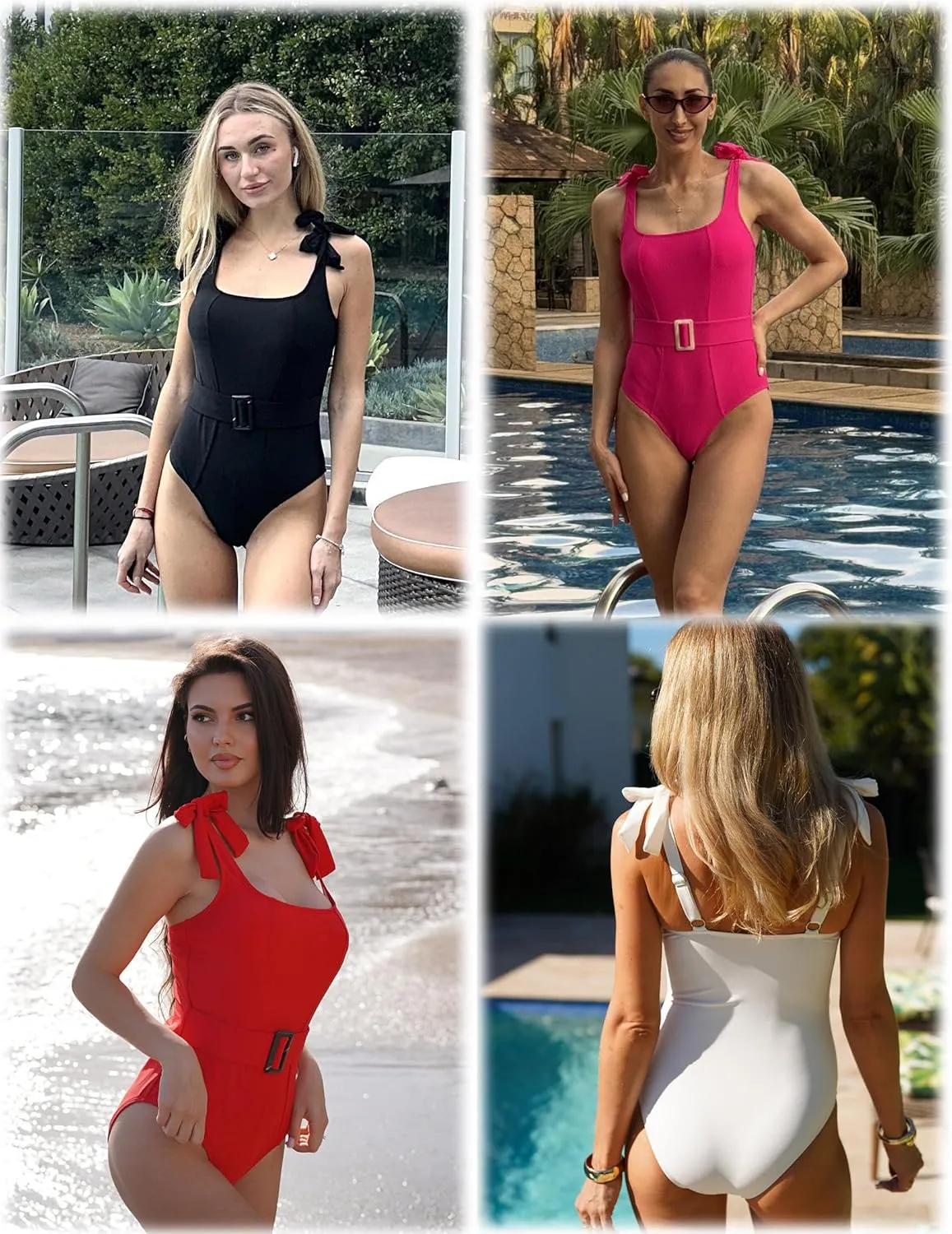 AI'MAGE Women's One Piece Swimsuit 2025 Tummy Control Swimsuits Slimming Bathing Suits Belted Swim Suit Swimwear