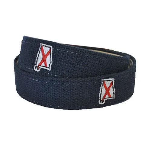 Alabama Traditional Embroidered Belt Navy