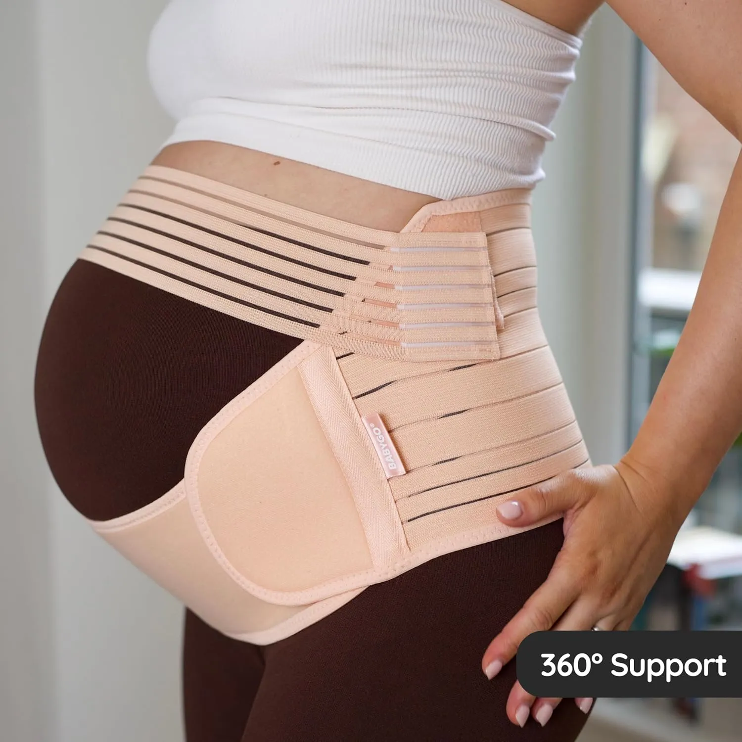 BABYGO 4 in 1 Pregnancy Support Belt Maternity & Postpartum Band - Relieve Back, Pelvic, Hip Pain, SPD & PGP | inc 40 Page Pregnancy Book for Birth Preparation, Labor & Recovery