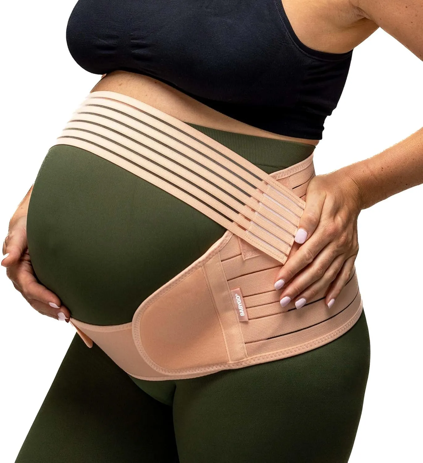 BABYGO 4 in 1 Pregnancy Support Belt Maternity & Postpartum Band - Relieve Back, Pelvic, Hip Pain, SPD & PGP | inc 40 Page Pregnancy Book for Birth Preparation, Labor & Recovery