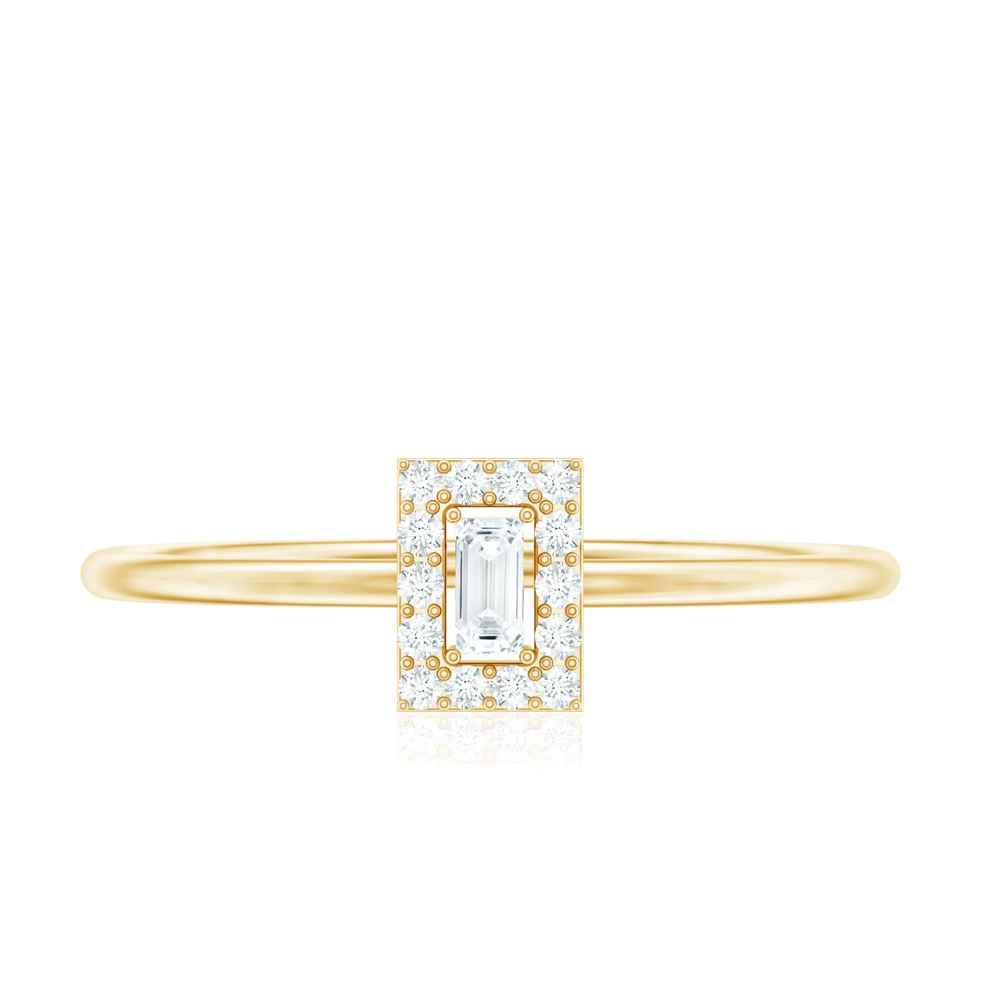 Baguette and Round Shape Diamond Dainty Ring