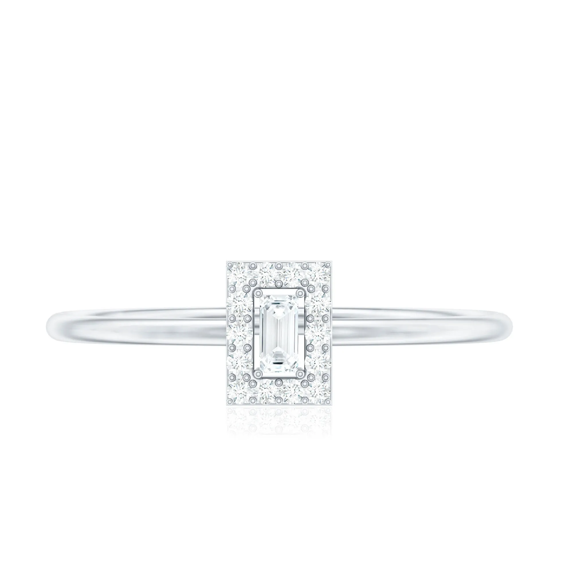 Baguette and Round Shape Diamond Dainty Ring