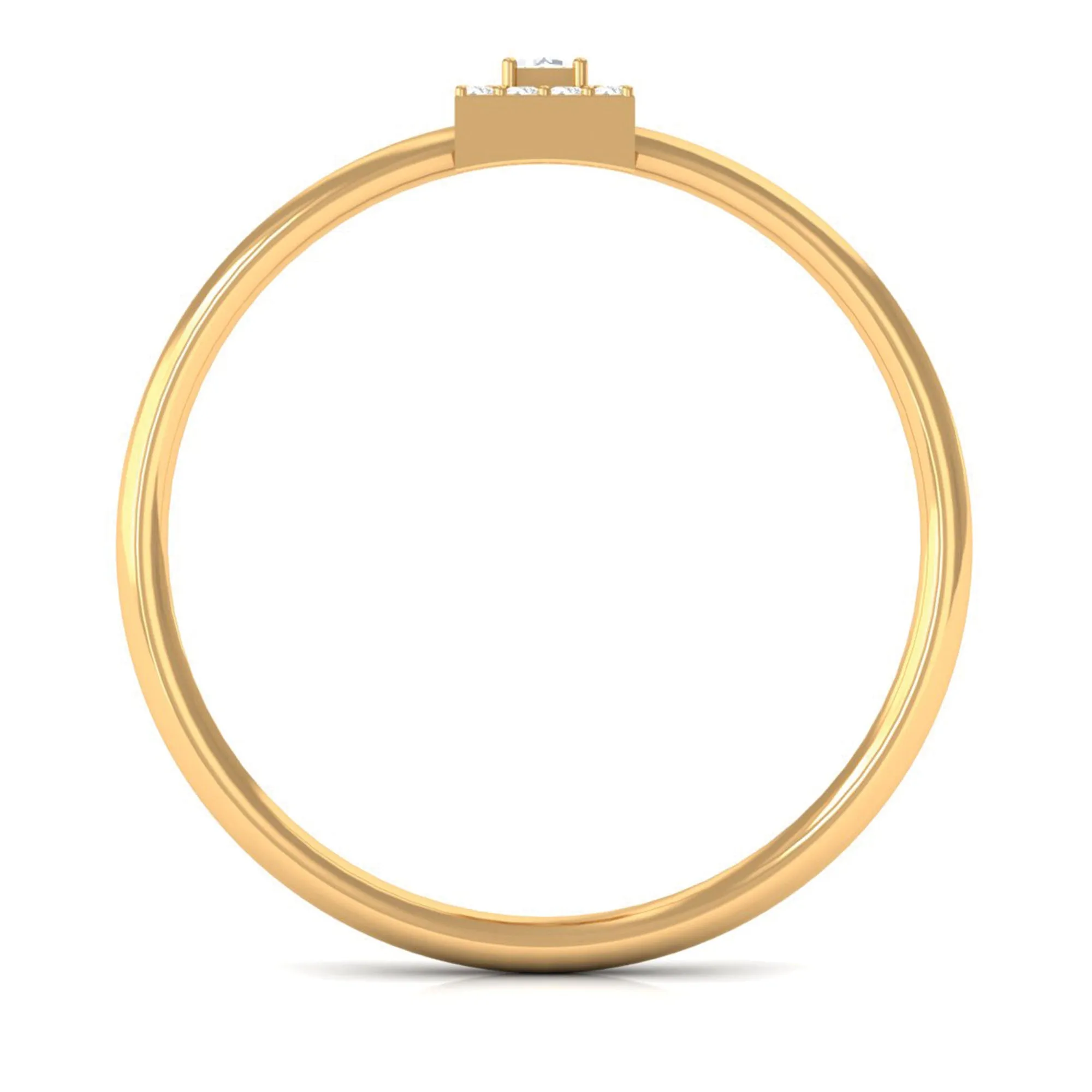 Baguette and Round Shape Diamond Dainty Ring