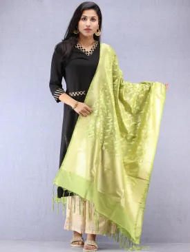 Banarasi Kanni Dupatta With Zari Work - Parrot Green & Gold - D04170866