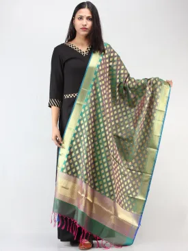Banarasi Semi Georgette Dupatta With Zari Work - Dual Shade Magenta Green & Gold  - D04170923