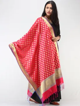 Banarasi Semi Georgette Dupatta With Zari Work - Red & Gold  - D04170927