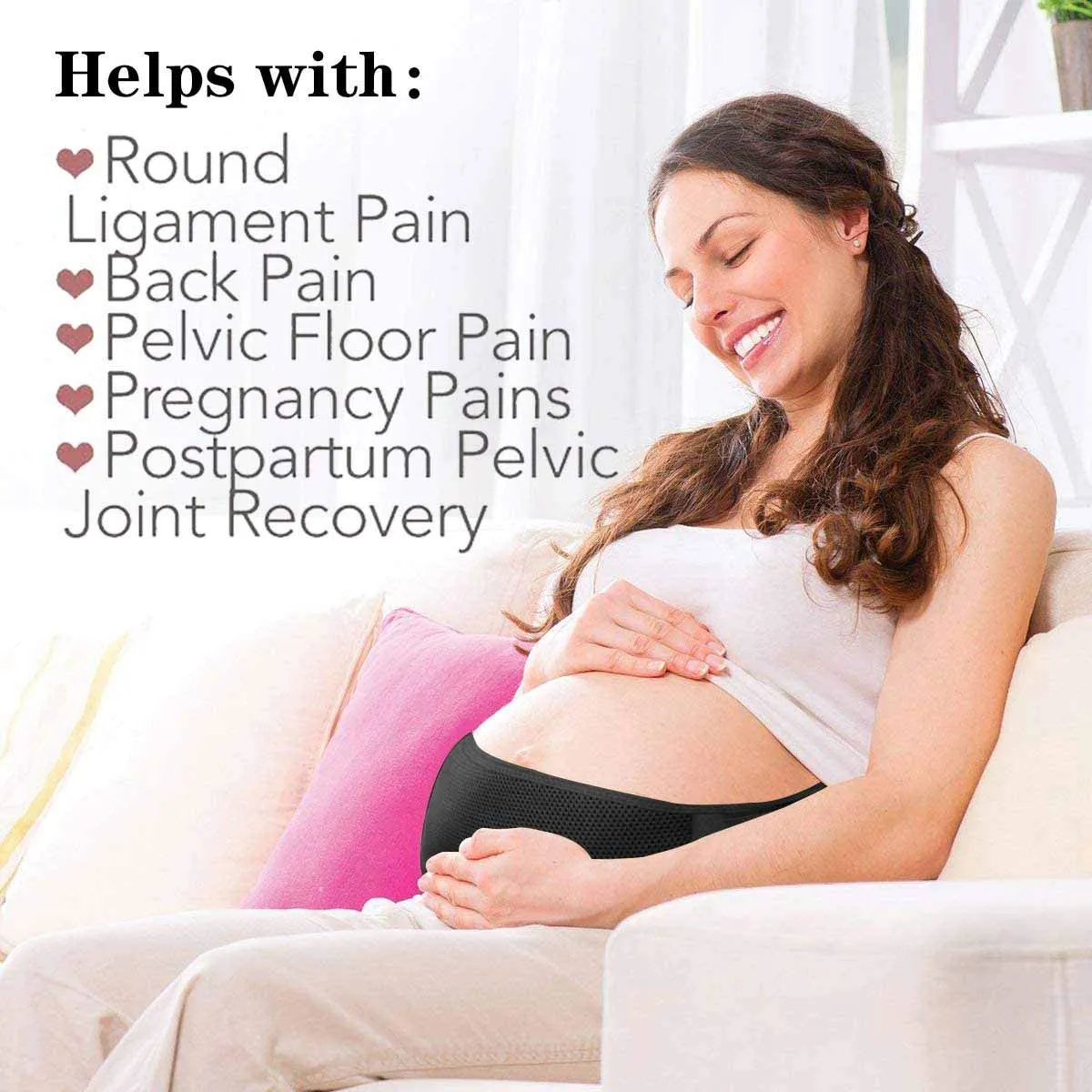 Belly Band for Pregnancy Maternity Belt Pregnancy Support Belt Bump Band Abdominal Brace Belt - Relieve Lower Back, Pelvic and Hip Pain (Black/Plus size)