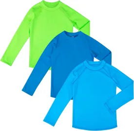 BIG ELEPHANT 3 Pack Kids Rash Guard Swim Shirt UPF 50  Long Sleeve Rashguard Swimwear Surf Tops Sun Protection for Boys Girls
