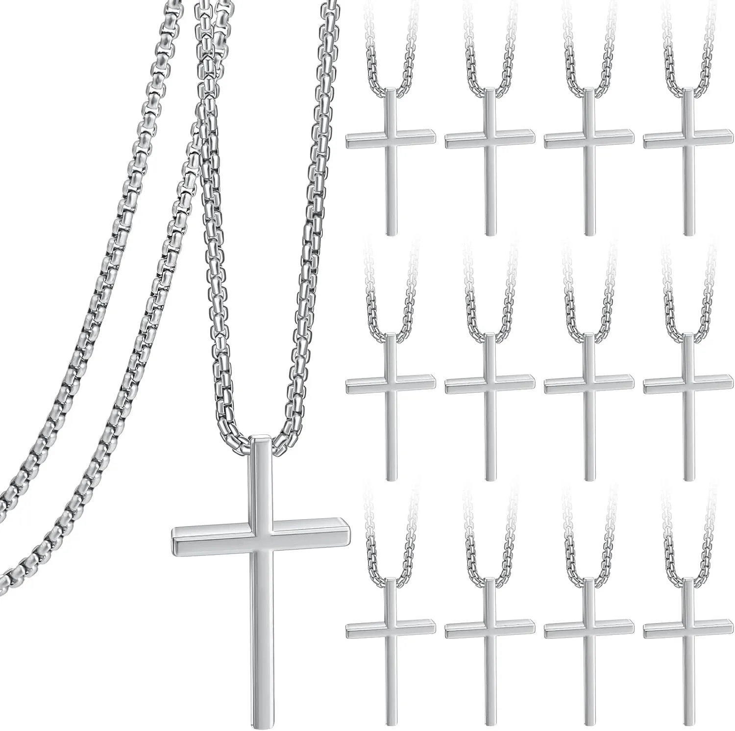 Bulk Stainless Steel Cross Necklace for Men Gifts Christian Gift Cross Necklace Pendant