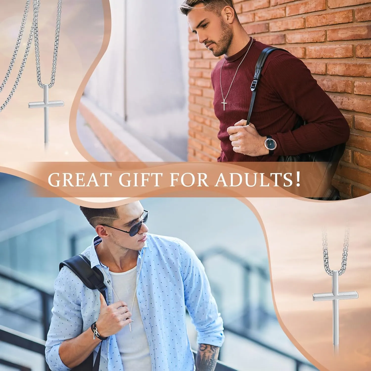 Bulk Stainless Steel Cross Necklace for Men Gifts Christian Gift Cross Necklace Pendant