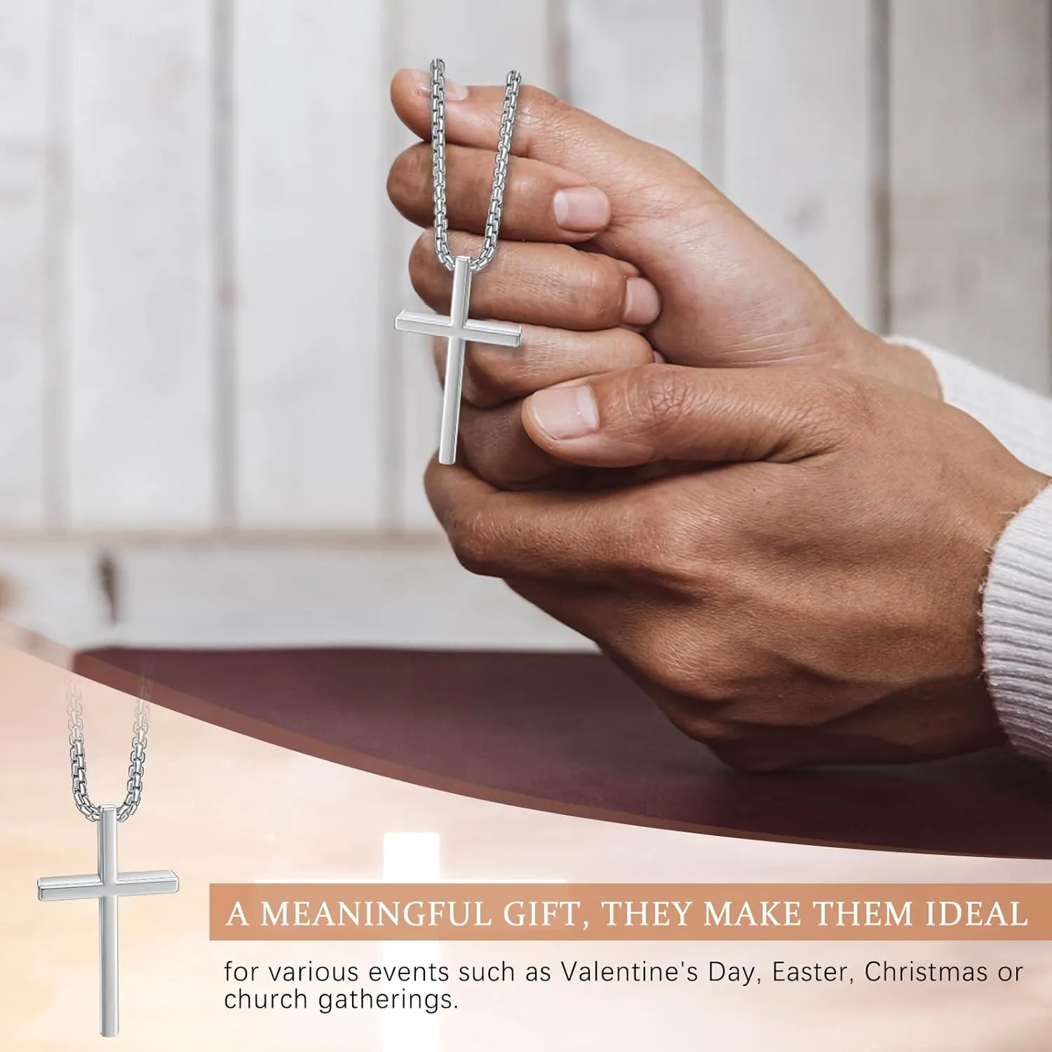 Bulk Stainless Steel Cross Necklace for Men Gifts Christian Gift Cross Necklace Pendant