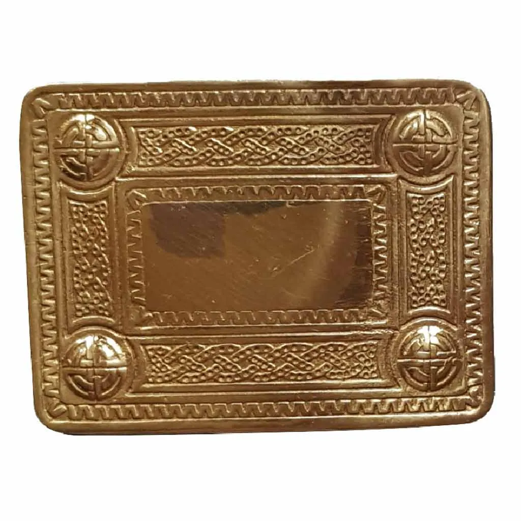 Celtic Knot Kilt Belt Golden Antiqued Buckle