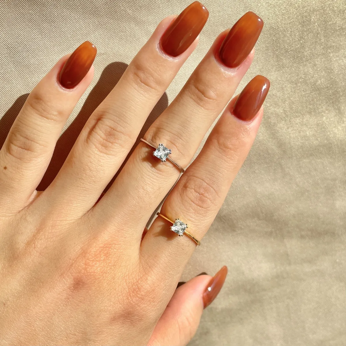 Dainty Square Princess Cut Solitaire Promise Ring