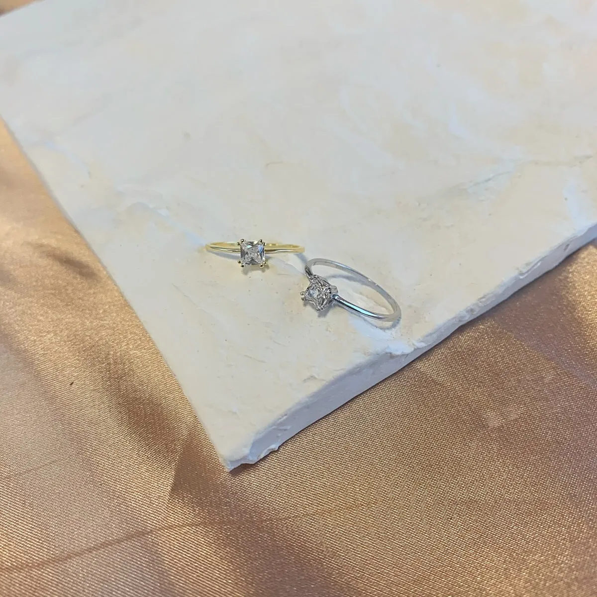 Dainty Square Princess Cut Solitaire Promise Ring