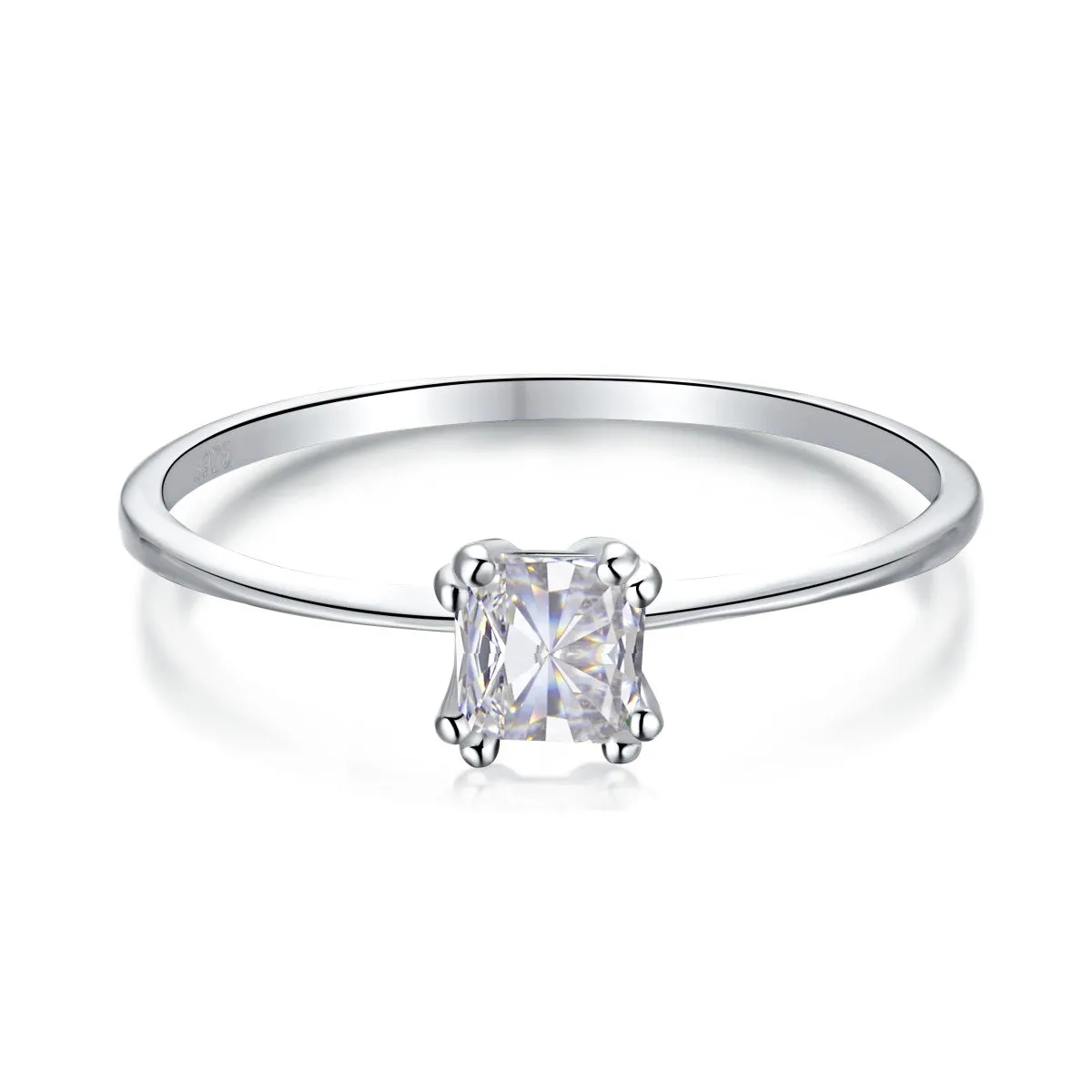Dainty Square Princess Cut Solitaire Promise Ring
