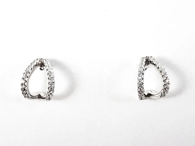 Elegant Open Geometric Curve Design Silver Stud Earrings