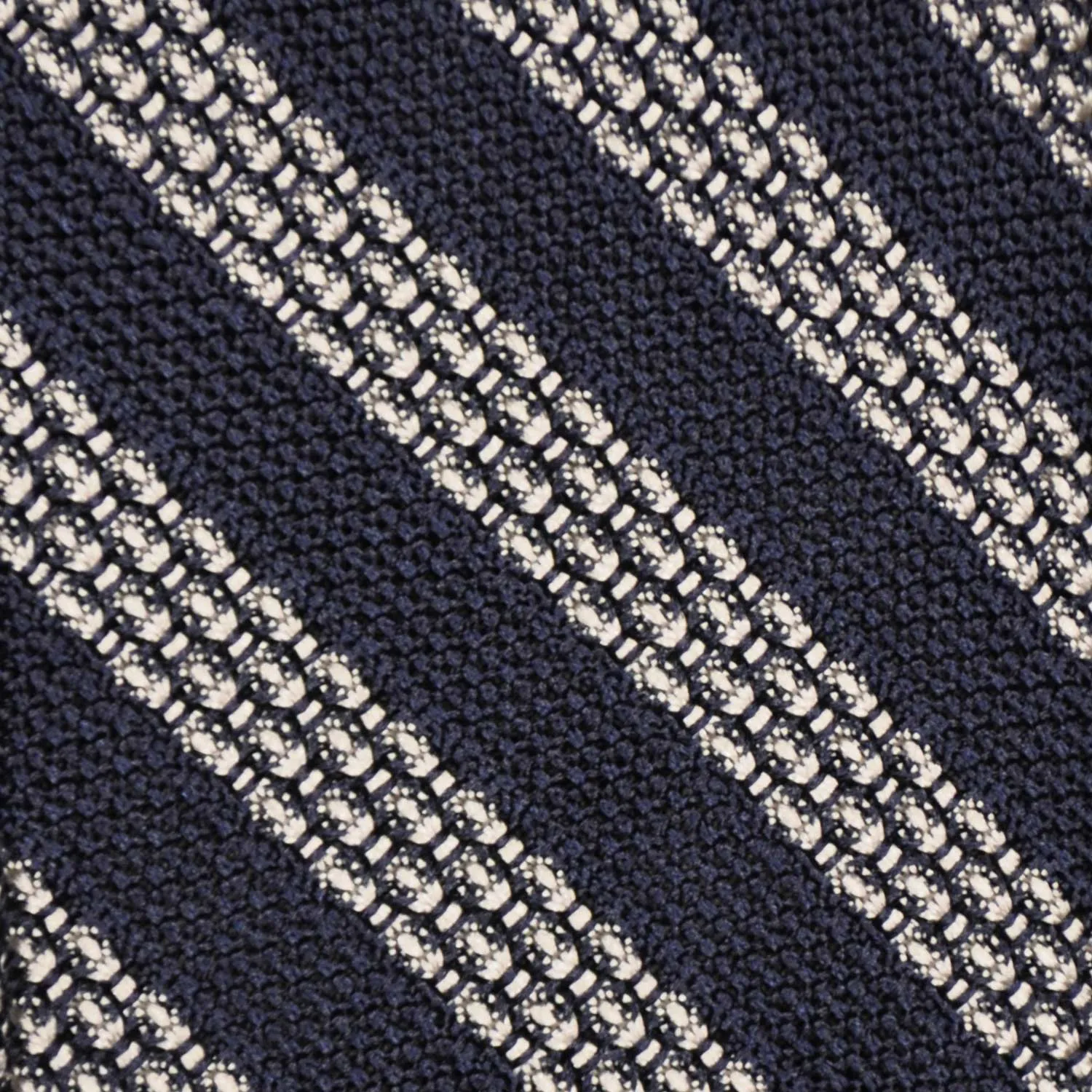 F.Marino Grenadine Silk Tie 3 Folds Regimental Silver