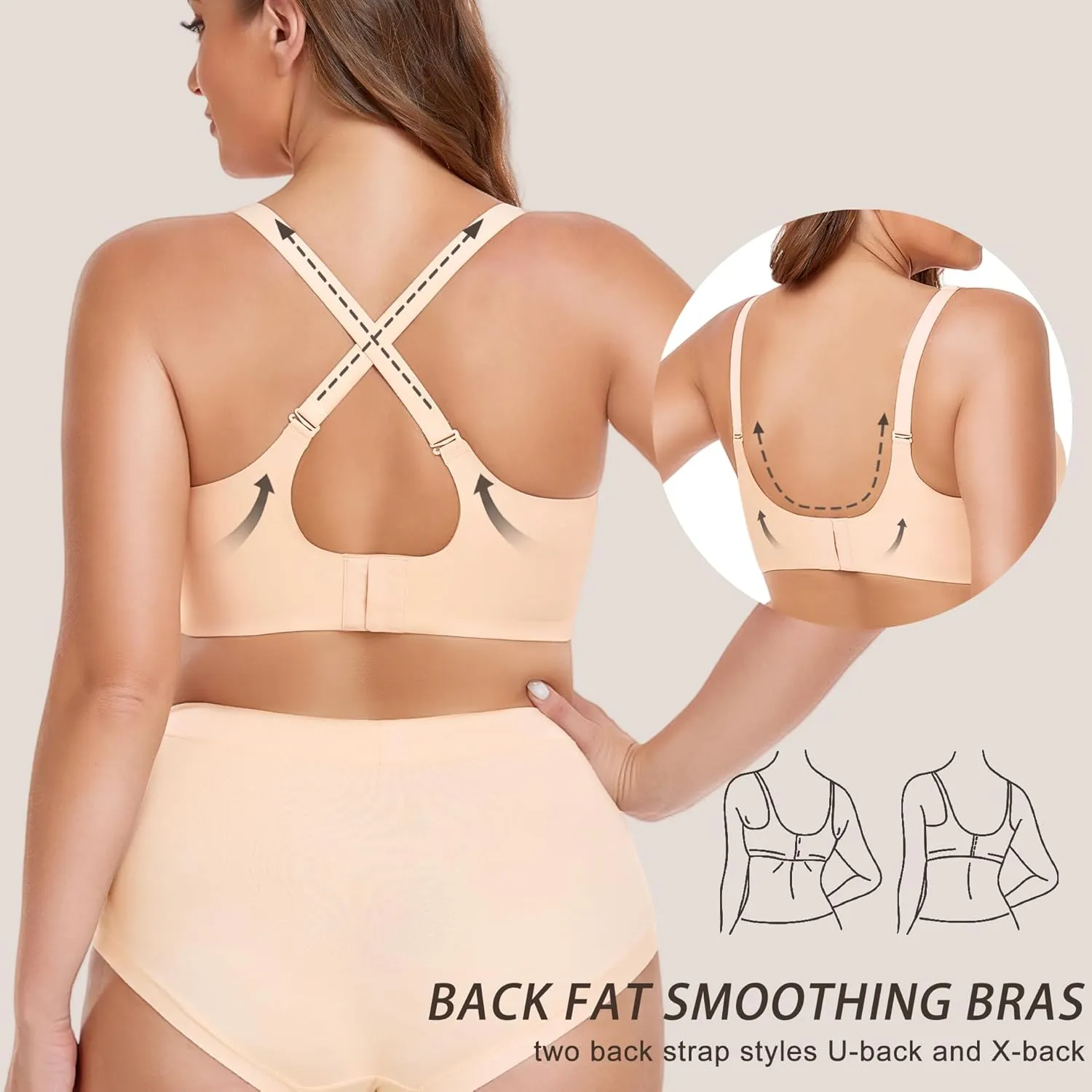 Gailife Smooth Wireless Bras for Women No Underwire Comfort Seamless Supportive Bra Raceback Push Up Bralettes Full Coverage