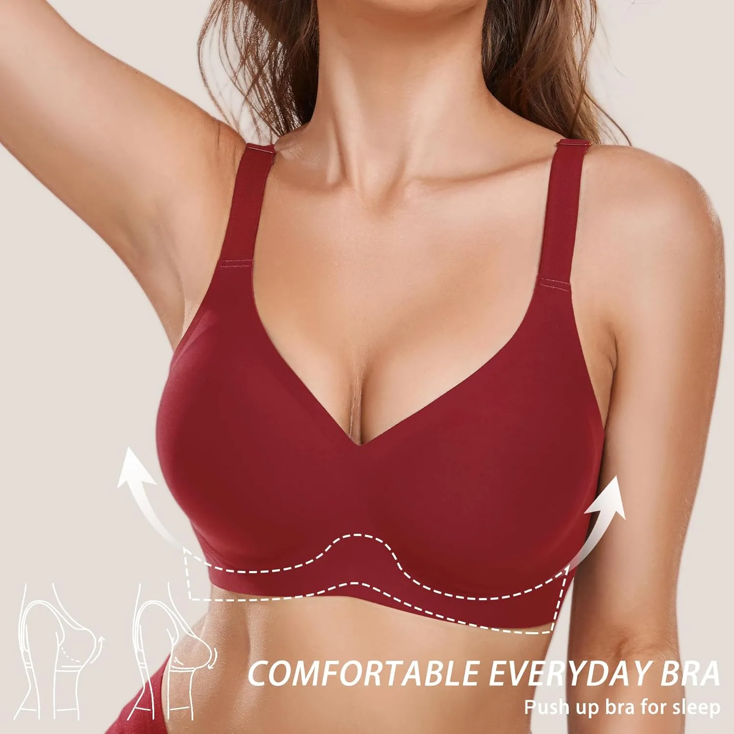 Gailife Smooth Wireless Bras for Women No Underwire Comfort Seamless Supportive Bra Raceback Push Up Bralettes Full Coverage