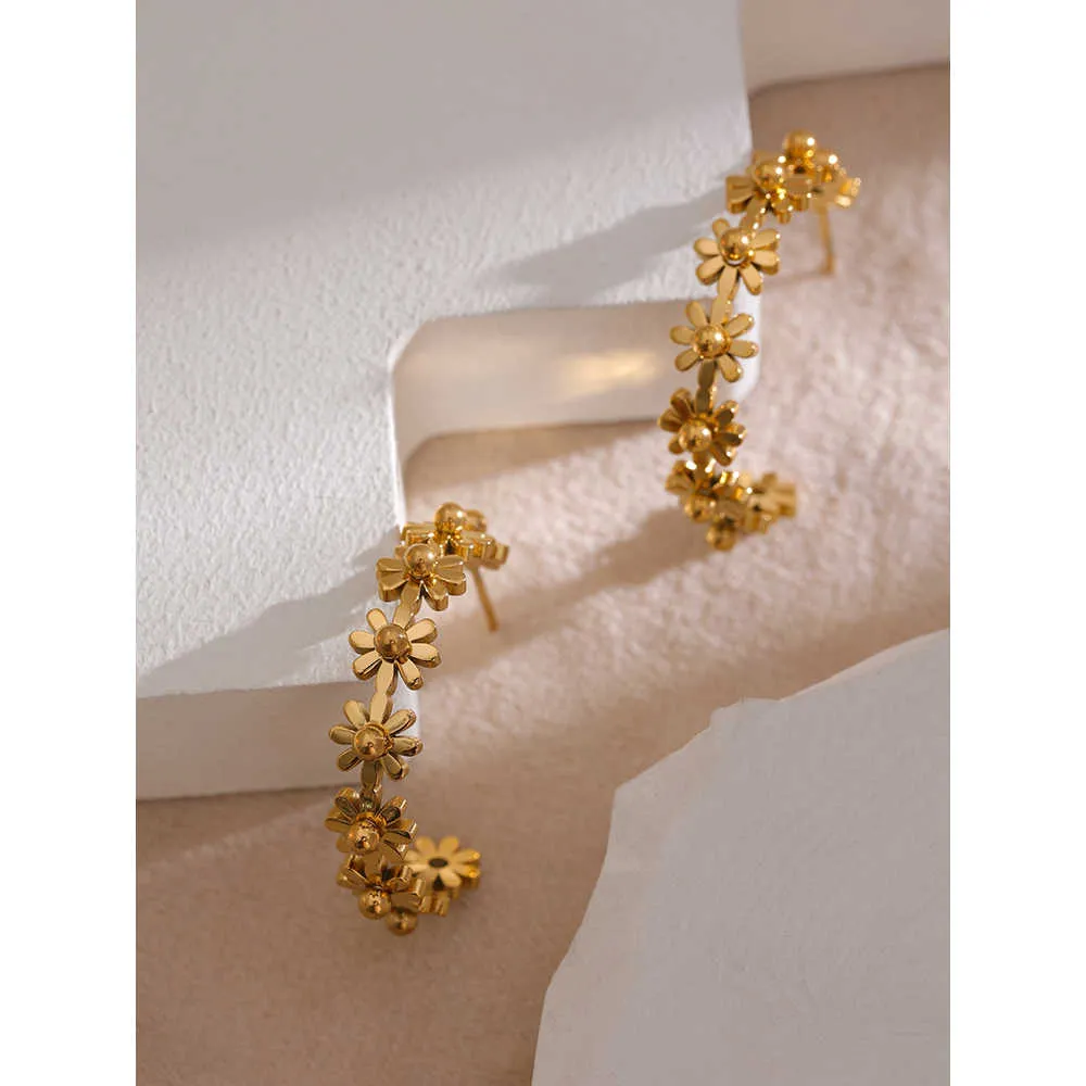 Gold Plated Flower Hoop Earrings