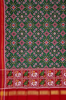 Green Patan Patola Handloom Pure Silk Double Ikat Dupatta