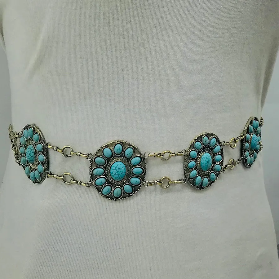 Handmade Tribal Turquoise Belly Dance Belt