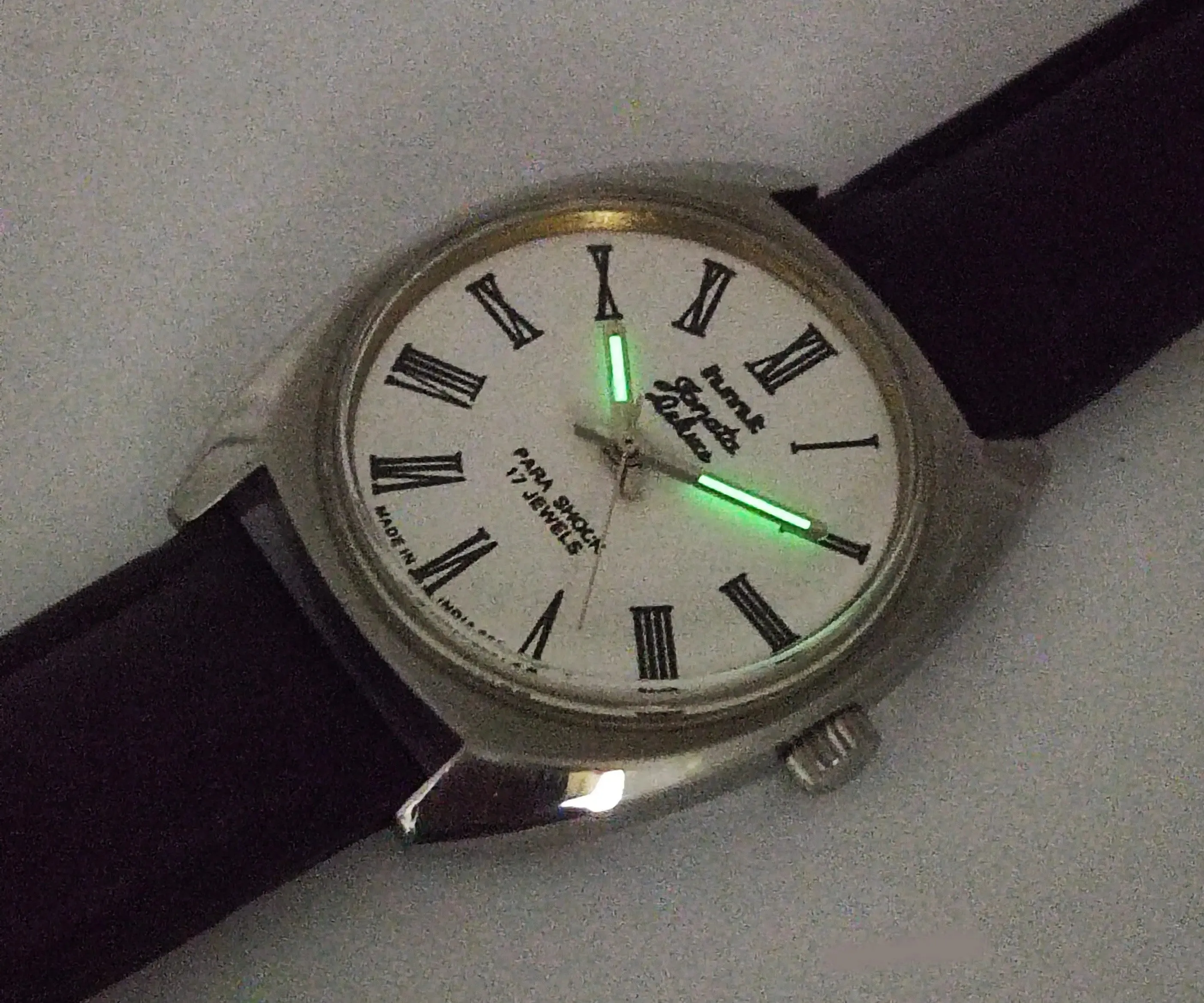 HMT Janata Deluxe Para Shock 17 Jewels White Dial Mechanical Hand winding Men's Wrist Watch 0231