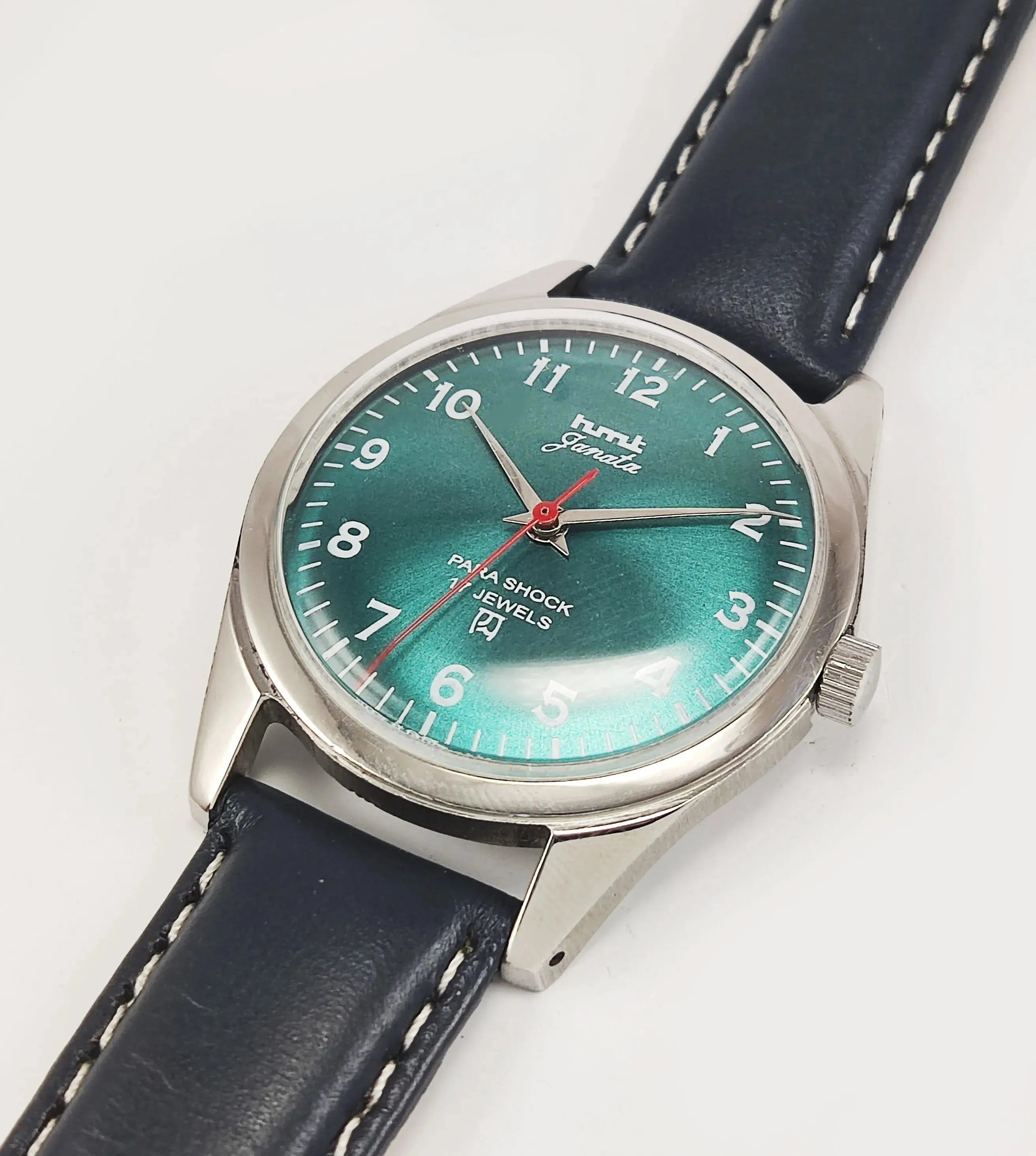 HMT Janata Para Shock 17 Jewels Green Dial Mechanical Hand winding Men's Wrist Watch
