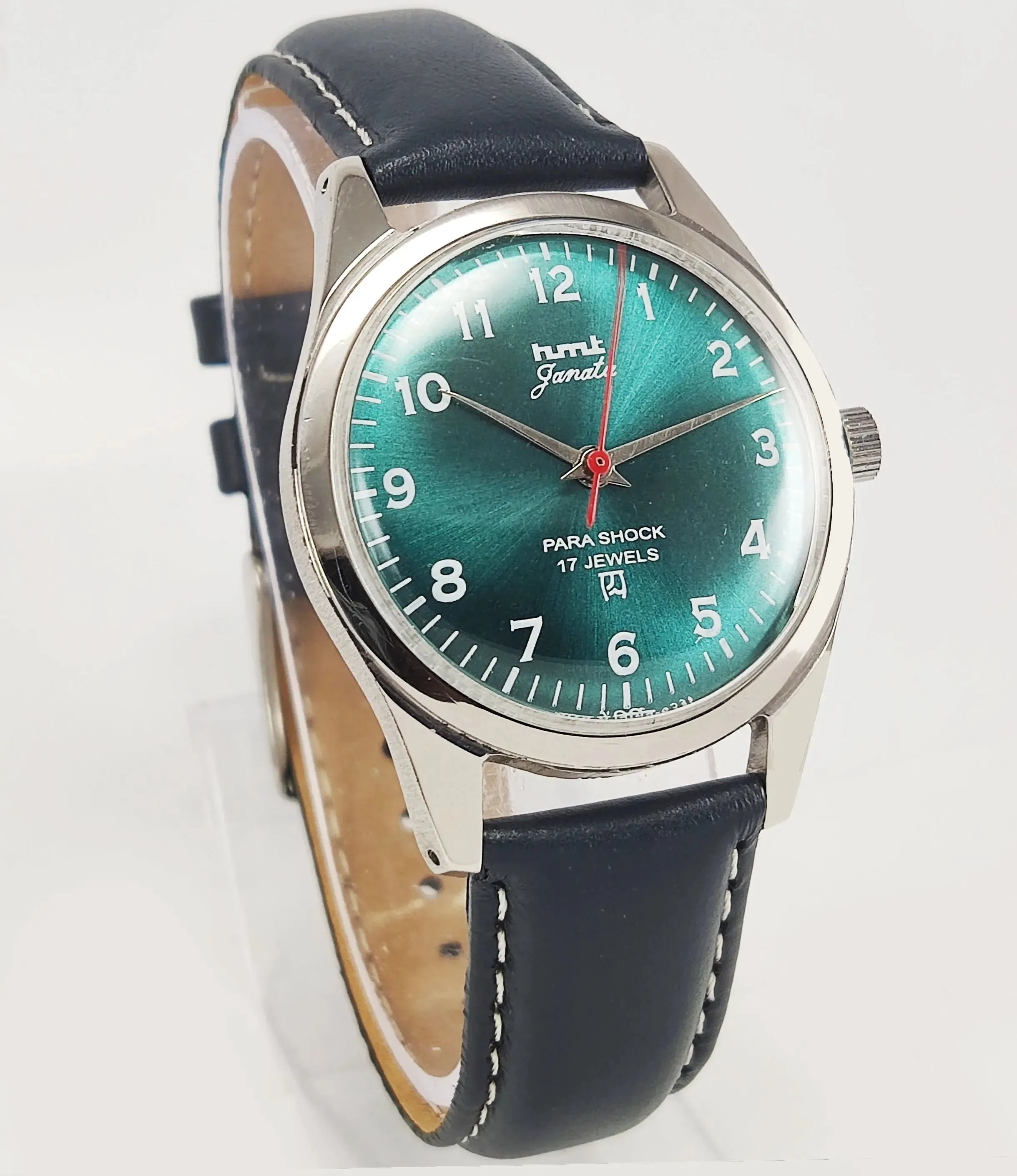 HMT Janata Para Shock 17 Jewels Green Dial Mechanical Hand winding Men's Wrist Watch