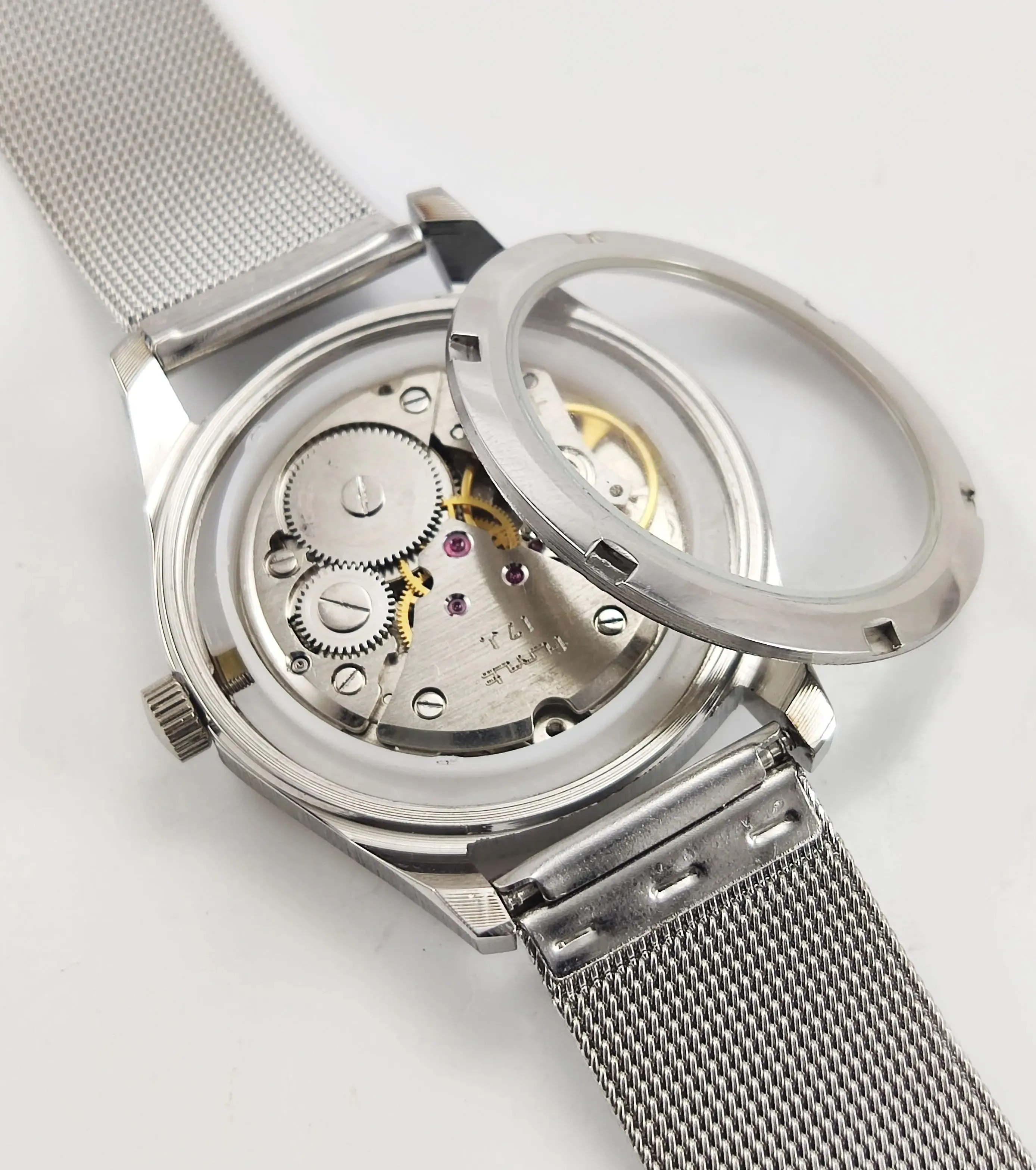 HMT Janata Para Shock 17 Jewels Sun Yellow Dial Transparent Back Mechanical Hand winding Men's Wrist Watch