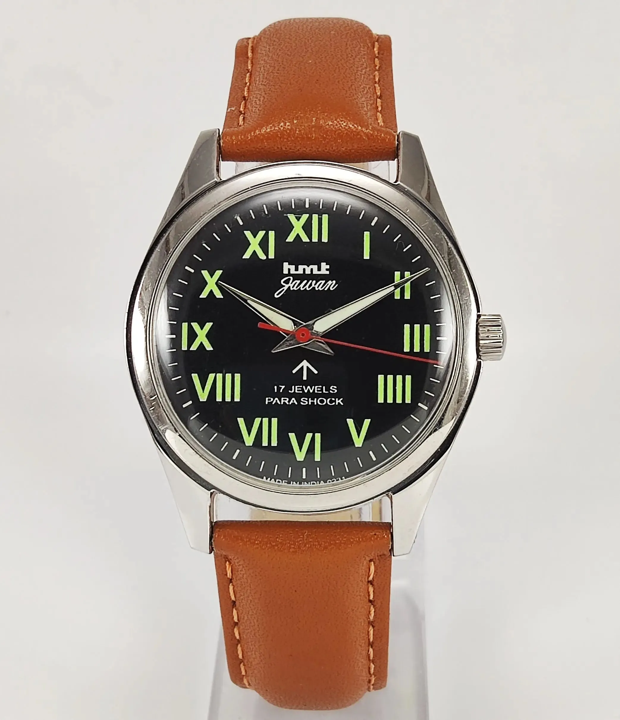 HMT Jawan Para Shock 17 Jewels Black Dial Mechanical Hand winding Men's Wrist Watch