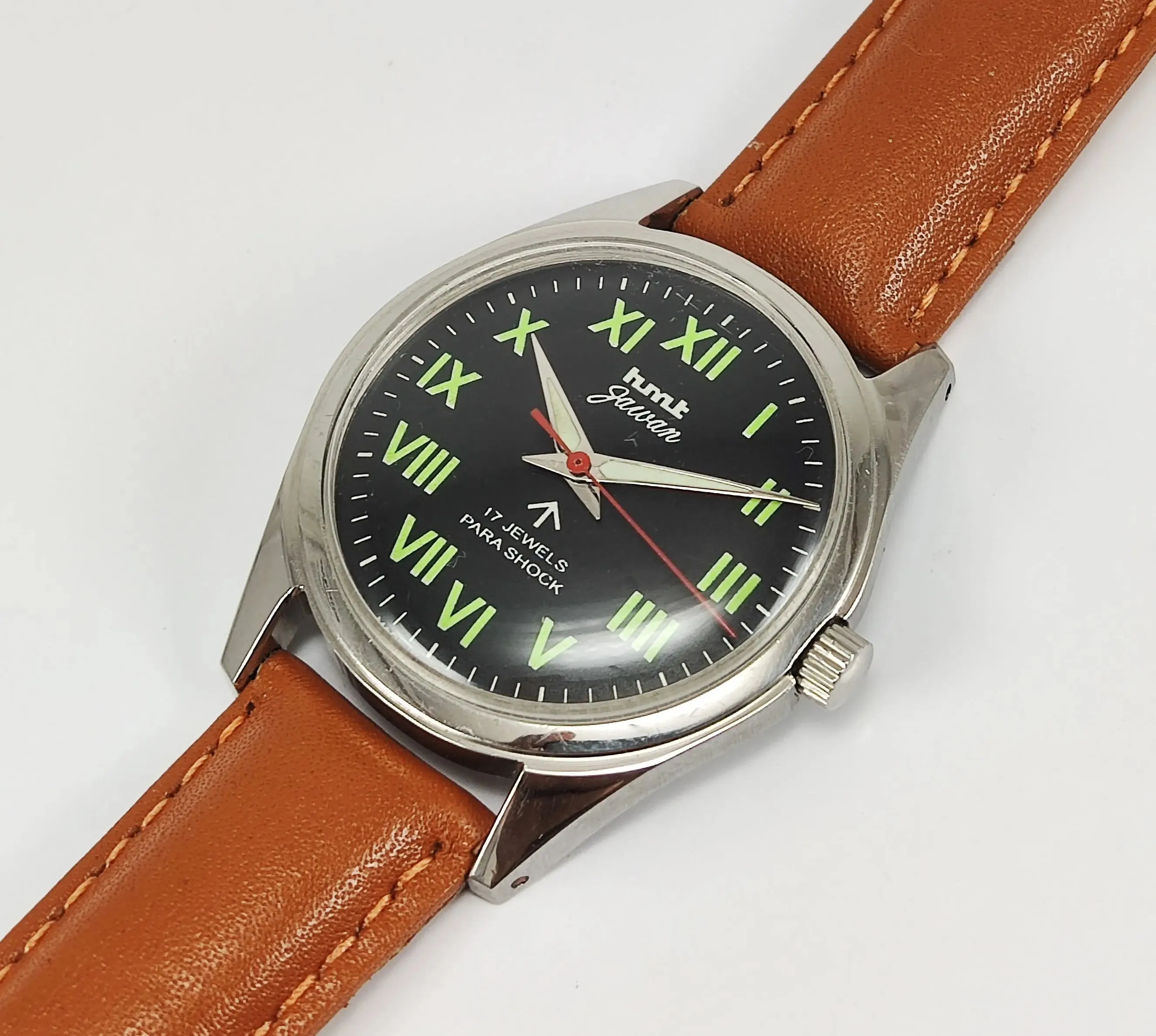 HMT Jawan Para Shock 17 Jewels Black Dial Mechanical Hand winding Men's Wrist Watch