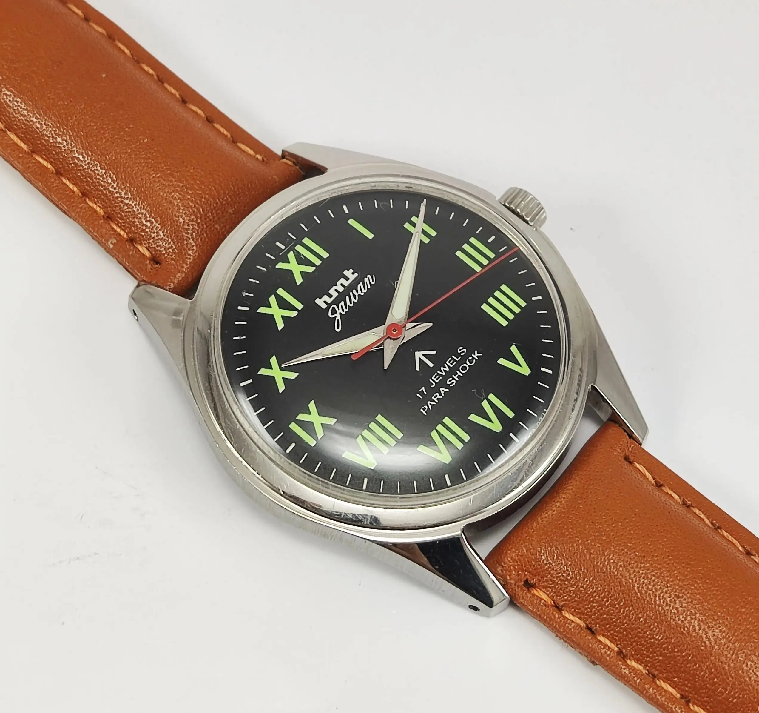 HMT Jawan Para Shock 17 Jewels Black Dial Mechanical Hand winding Men's Wrist Watch