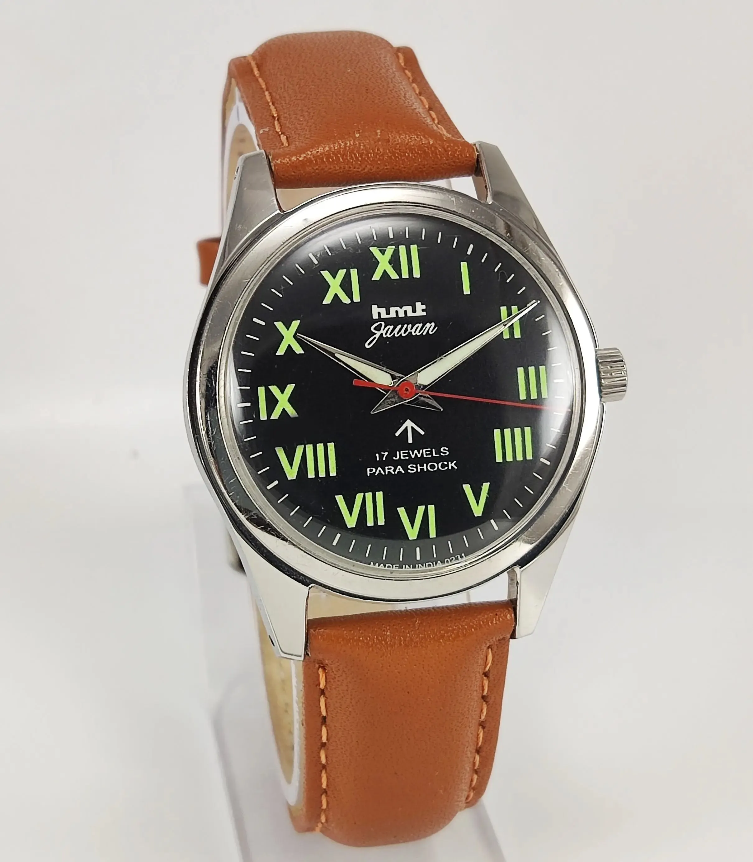 HMT Jawan Para Shock 17 Jewels Black Dial Mechanical Hand winding Men's Wrist Watch