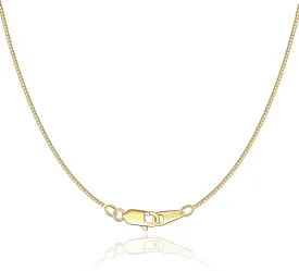 Jewlpire Solid 18K Gold Over 925 Sterling Silver Chain Necklace for Women Girls, 0.8mm Box Chain Lobster Claw Clasp-Super Thin & Strong Necklace Chain 16/18/20/22/24 Inch