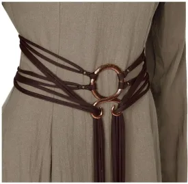 L'VOW Viking Troll Cross Belt Women Medieval Extra Long Rope Belt for Norse Witch Shaman Pagan Ren Faire Accessory