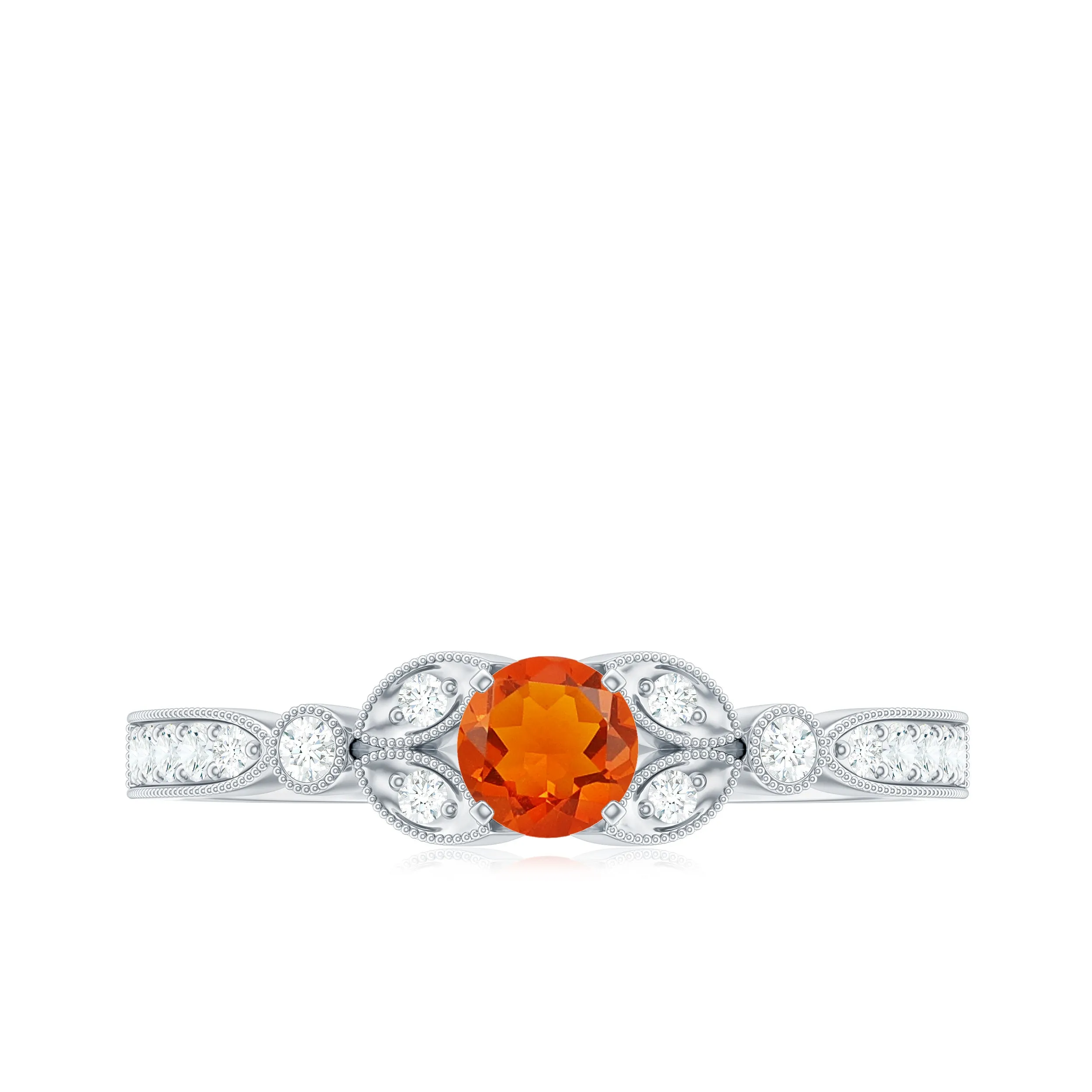 Minimal Fire Opal and Diamond Promise Ring