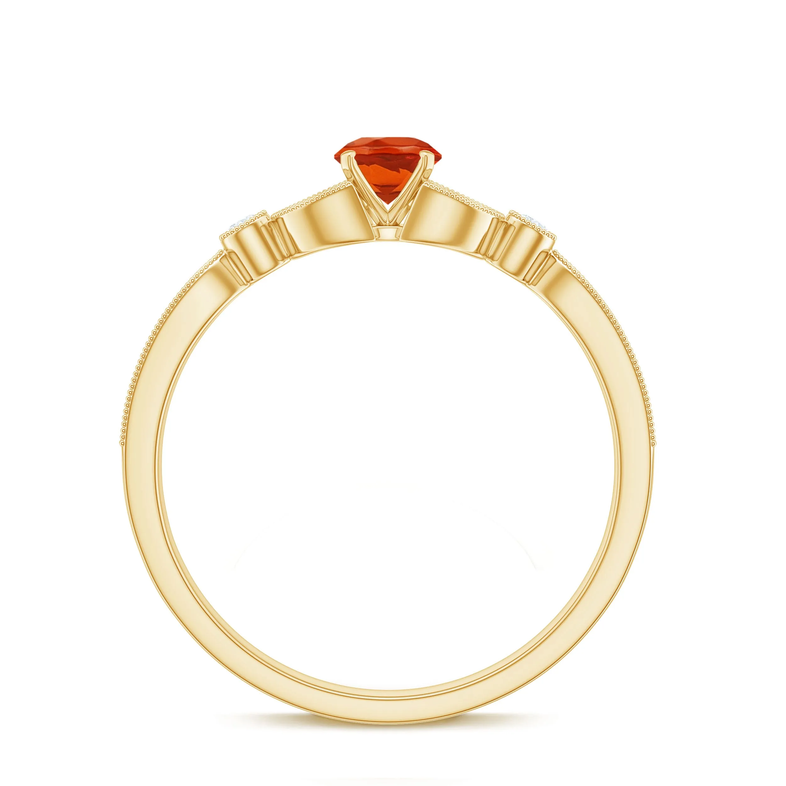 Minimal Fire Opal and Diamond Promise Ring