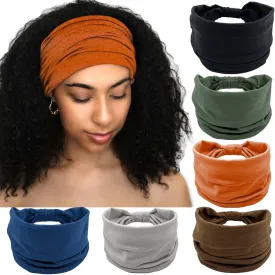 Olbye Wide Headbands Women Knotted Turban Headband Elastic Non Slip Hairbands Yoga Workout Head Wraps Running Sweatbands Boho Head Bands Fashion Hair Accessories for Women Pack of 6