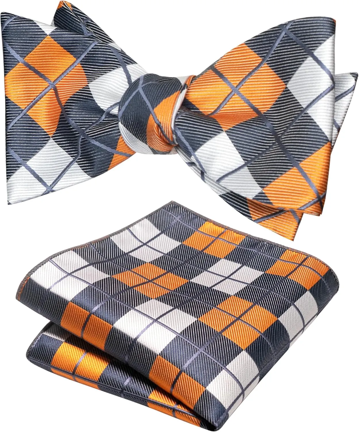 Original Mens Bowtie Self Bow Tie & Pocket Square Set