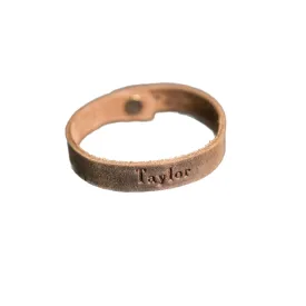 Ox & Pine Personalized Leather Wrap Bracelet - Customize Inscription- 100% Full-Grain Leather - .5 W (Small/Medium, Rustic Brown)