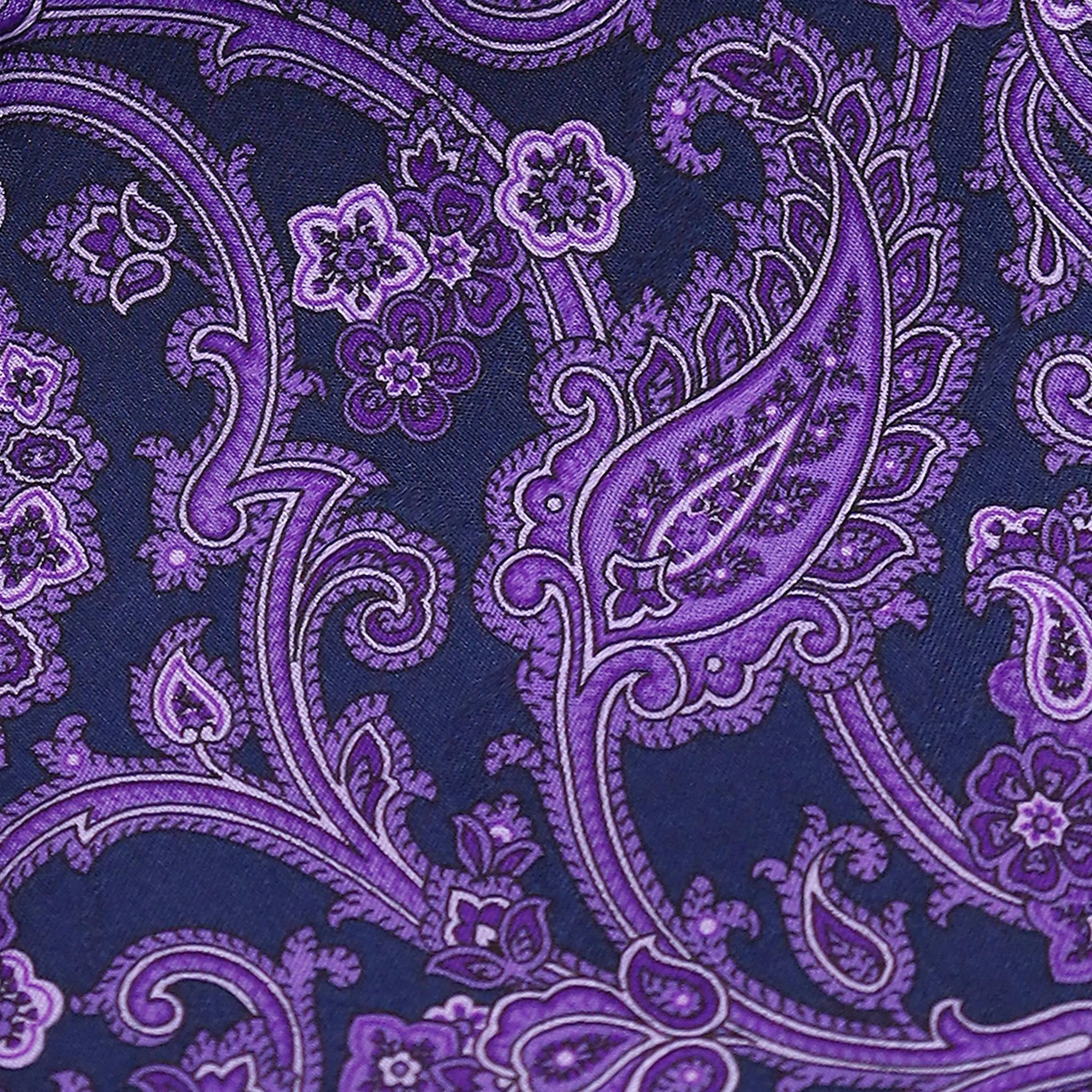 PURPLE PAISLEY ON BLACK SILK TIE