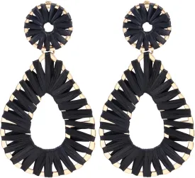 Raffia Teardrop Dangle Earrings Handmad Statement Drop Earrings