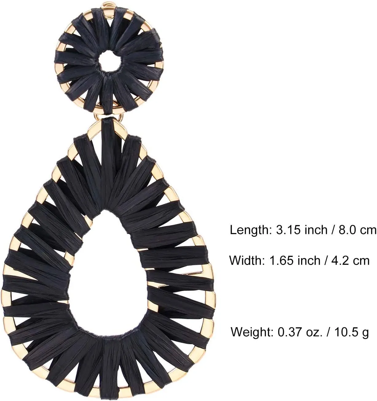 Raffia Teardrop Dangle Earrings Handmad Statement Drop Earrings