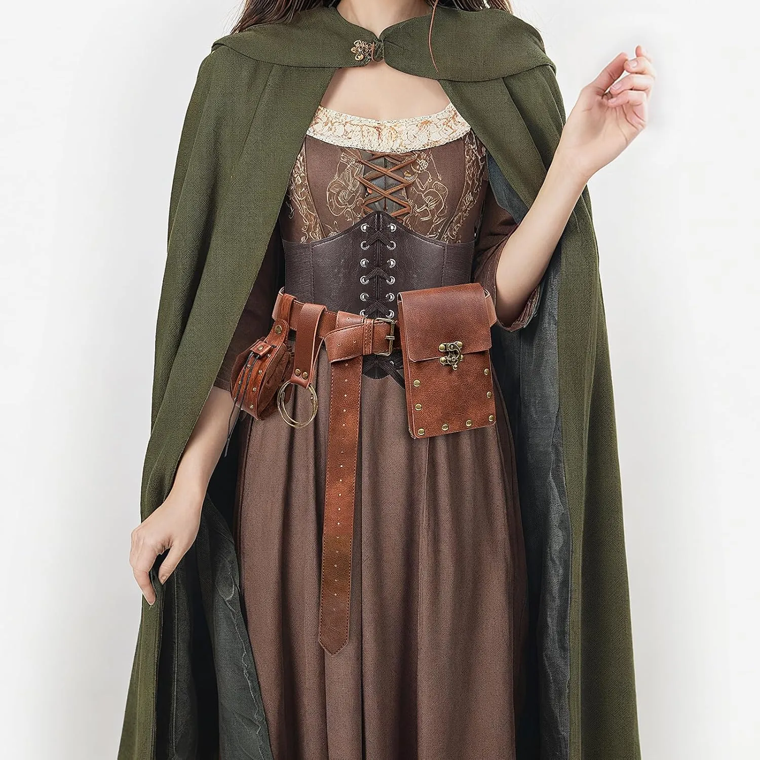 Renaissance Costume Sets Corset Waistband Belt Pouch Purse Magic Potion Bottle Skirt Hike Steampunk Medieval Halloween