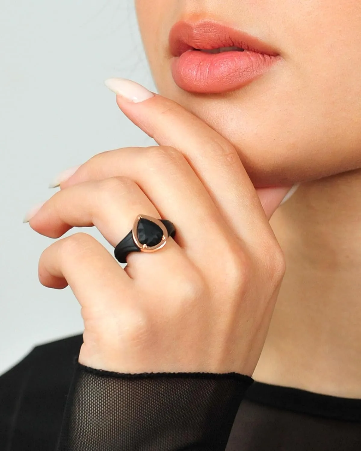 Rinfit Silicone Rings Women - Rubber Wedding Bands Stackable Ring Enhancer- Metal Framed Pear Bridal Ring Sets - Patented Design