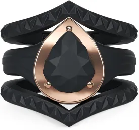 Rinfit Silicone Rings Women - Rubber Wedding Bands Stackable Ring Enhancer- Metal Framed Pear Bridal Ring Sets - Patented Design